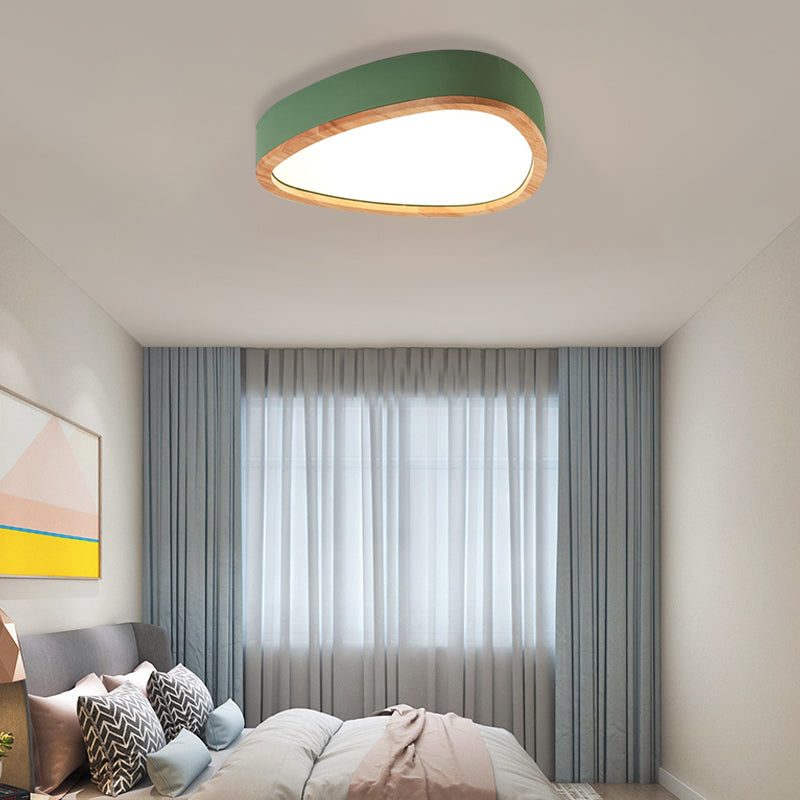 Grey/White/Green Drop Flush Mount Ceiling Light Modern Iron and Wood Unique Ceiling Light in Warm/White Clearhalo 'Ceiling Lights' 'Close To Ceiling Lights' 'Close to ceiling' 'Flush mount' Lighting' 370744