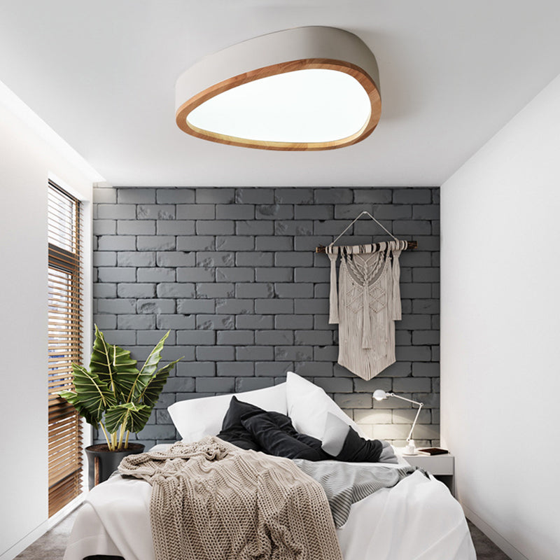 Grey/White/Green Drop Flush Mount Ceiling Light Modern Iron and Wood Unique Ceiling Light in Warm/White Clearhalo 'Ceiling Lights' 'Close To Ceiling Lights' 'Close to ceiling' 'Flush mount' Lighting' 370747