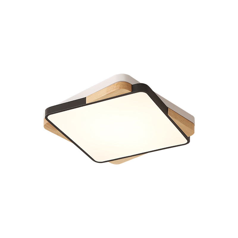 16"/19.5"/35.5" Acrylic Lighting Fixture Contemporary Rectangular Ceiling Lights Flush Mount in Black/White for Living Room Clearhalo 'Ceiling Lights' 'Close To Ceiling Lights' 'Close to ceiling' 'Flush mount' Lighting' 370783