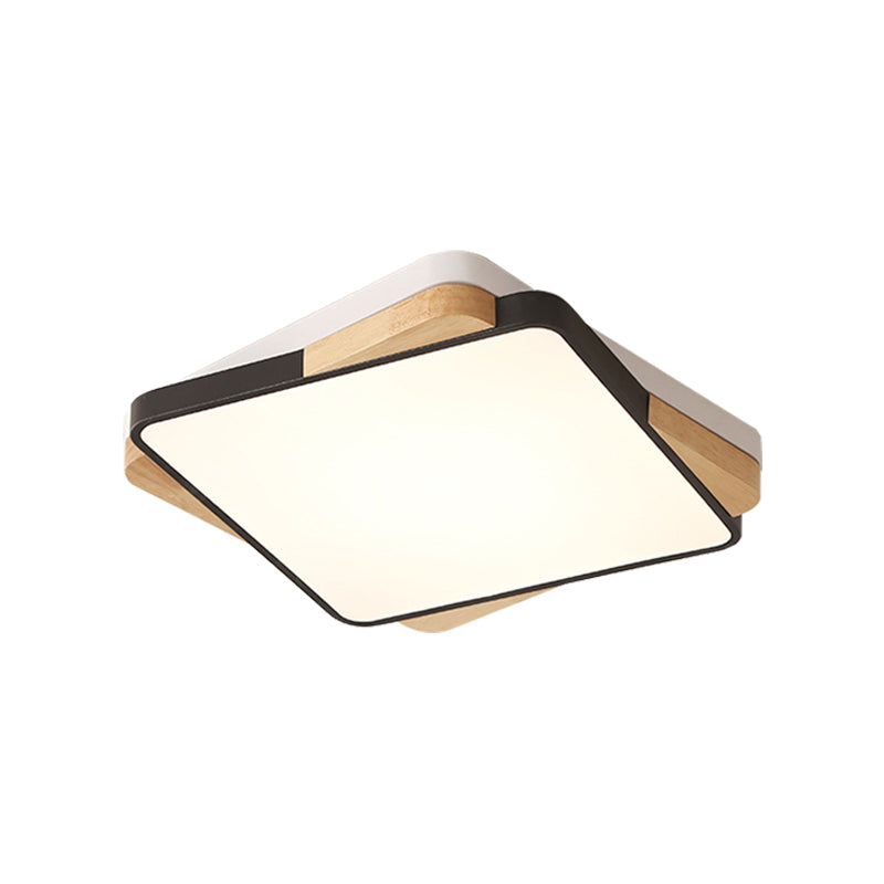 16"/19.5"/35.5" Acrylic Lighting Fixture Contemporary Rectangular Ceiling Lights Flush Mount in Black/White for Living Room Clearhalo 'Ceiling Lights' 'Close To Ceiling Lights' 'Close to ceiling' 'Flush mount' Lighting' 370787