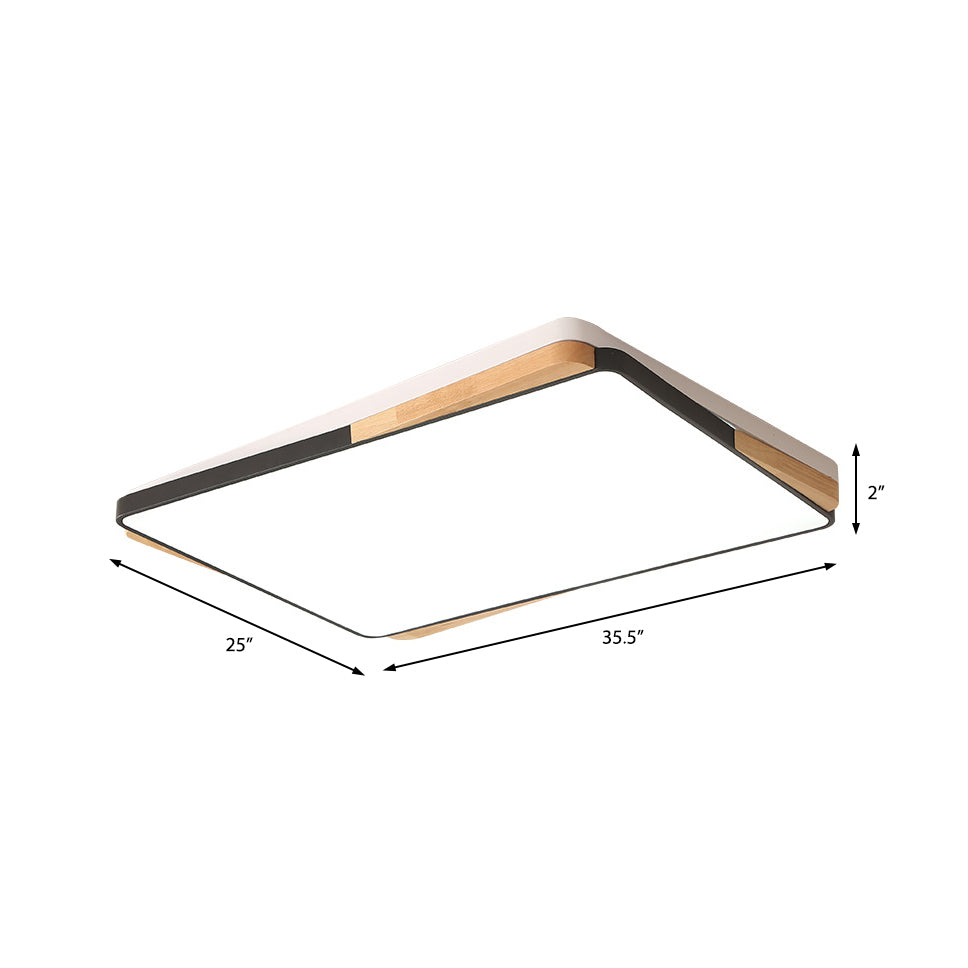 16"/19.5"/35.5" Acrylic Lighting Fixture Contemporary Rectangular Ceiling Lights Flush Mount in Black/White for Living Room Clearhalo 'Ceiling Lights' 'Close To Ceiling Lights' 'Close to ceiling' 'Flush mount' Lighting' 370792