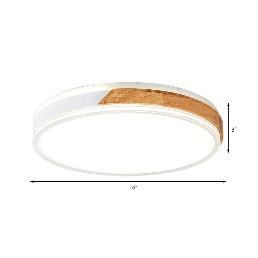 Warm/White Ceiling Light Flush Mount Modern Wood and Iron Flush Mount Light Fixture in White/Gold for Indoor Clearhalo 'Ceiling Lights' 'Close To Ceiling Lights' 'Close to ceiling' 'Flush mount' Lighting' 370816
