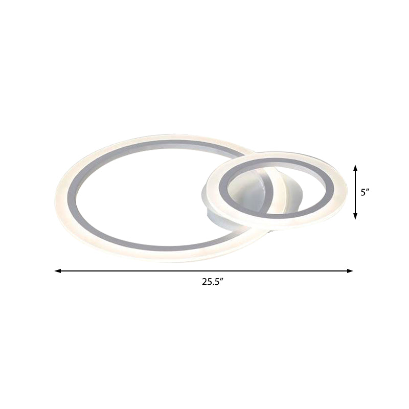 1/2/3 Light Ring Bedroom Ceiling Light Fixture Modern Acrylic Unique Lighting Fixture in White, Warm/White Clearhalo 'Ceiling Lights' 'Close To Ceiling Lights' 'Close to ceiling' 'Flush mount' Lighting' 370930