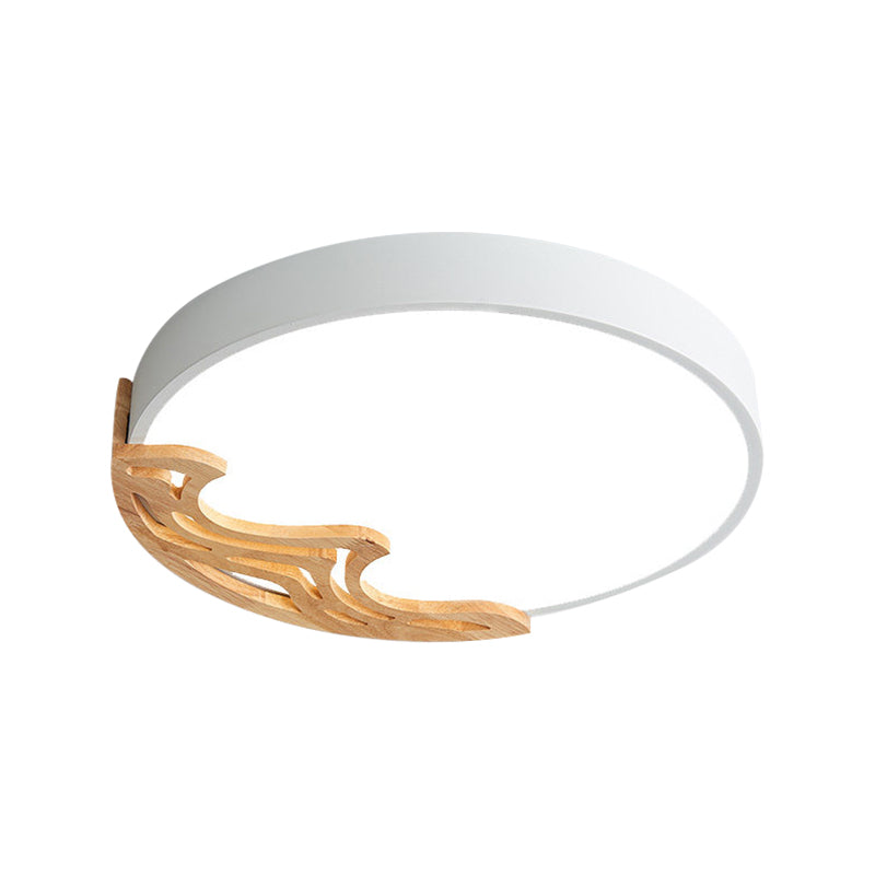 Thin Round Acrylic Flushmount Nordic White/Grey/Green LED Ceiling Lighting with Wavy Wood Pattern, White Light/Remote Control Stepless Dimming Clearhalo 'Ceiling Lights' 'Close To Ceiling Lights' 'Close to ceiling' 'Flush mount' Lighting' 370937