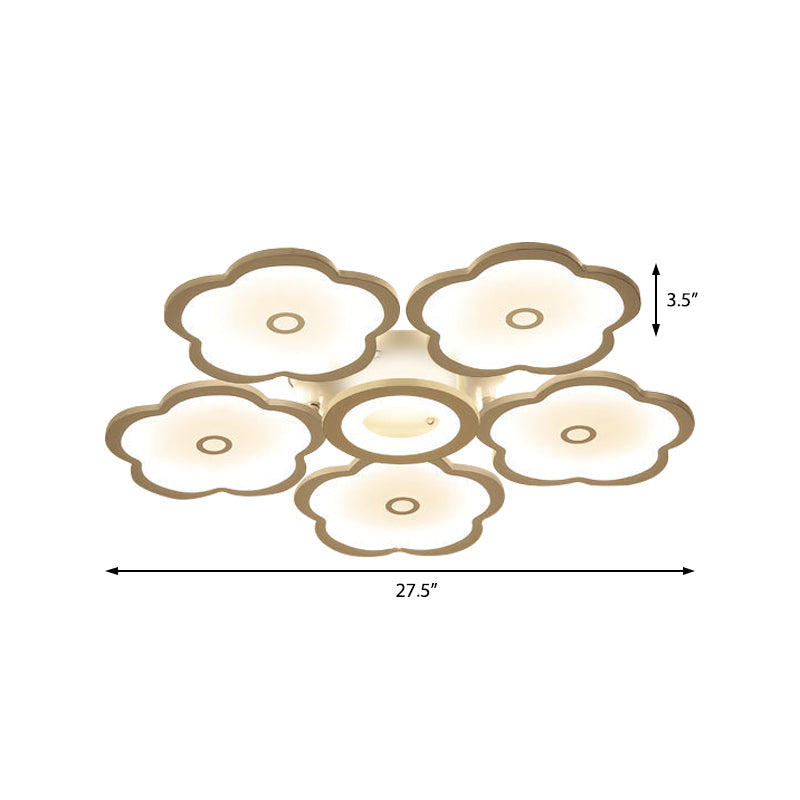 3/6/9 Heads Unique Flower Ceiling Fixture Modern Iron Acrylic White Ceiling Lights for Indoor Clearhalo 'Ceiling Lights' 'Close To Ceiling Lights' 'Close to ceiling' 'Semi-flushmount' Lighting' 371017