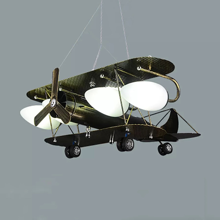 Glider Kindergarten Suspension Light Metal Vintage Style Chandelier in Antique Brass 5 Black Clearhalo 'Ceiling Lights' 'Chandeliers' Lighting' options 37102_dbb4341c-ae79-4182-a2bd-22b9882bb48e