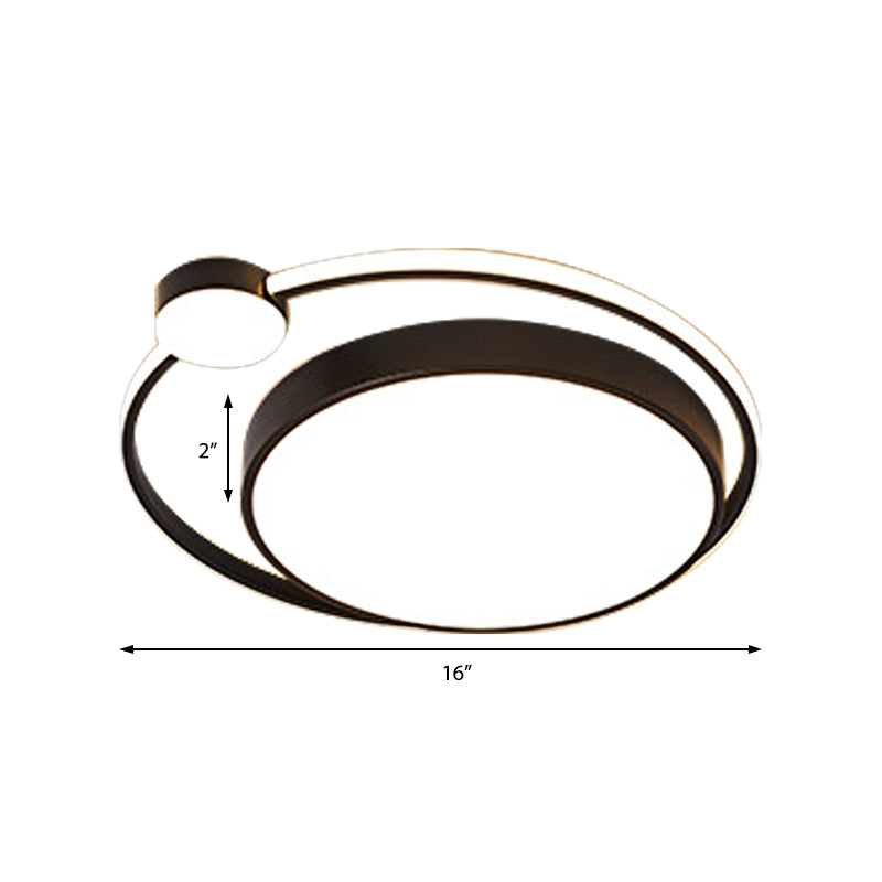 16"/19.5" Ring Flushmount Ceiling Fixture Modern Acrylic 1 Light Flushmount Lighting in White/White with Black Clearhalo 'Ceiling Lights' 'Close To Ceiling Lights' 'Close to ceiling' 'Flush mount' Lighting' 373083