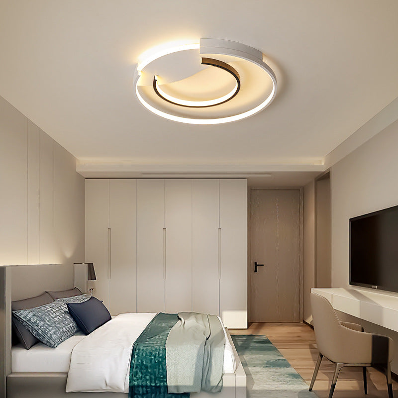 16"/19.5" Double Ring Flushmount Lighting Modern White Unique Ceiling Lights, Warm/White/Stepless Adjusted White 16" Clearhalo 'Ceiling Lights' 'Close To Ceiling Lights' 'Close to ceiling' 'Flush mount' Lighting' 373184