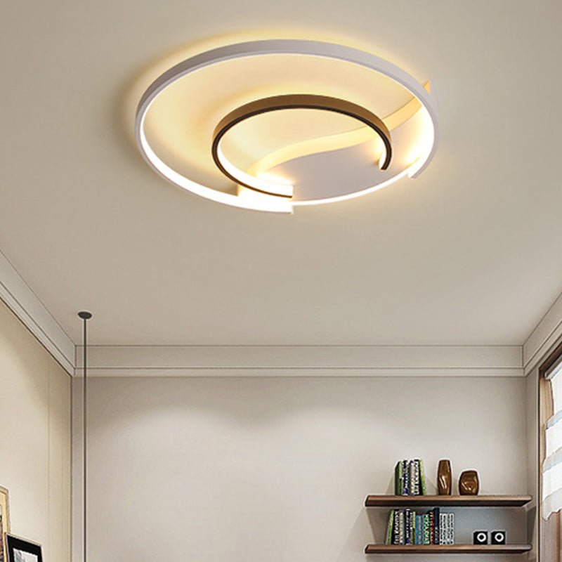 16"/19.5" Double Ring Flushmount Lighting Modern White Unique Ceiling Lights, Warm/White/Stepless Adjusted White 19.5" Clearhalo 'Ceiling Lights' 'Close To Ceiling Lights' 'Close to ceiling' 'Flush mount' Lighting' 373188