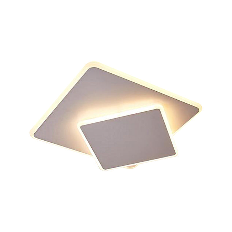 16"/19.5" Overlapping Creative Flush Mount Light Modern Acrylic Round/Square/Triangle Flush Mount Clearhalo 'Ceiling Lights' 'Close To Ceiling Lights' 'Close to ceiling' 'Flush mount' Lighting' 373587