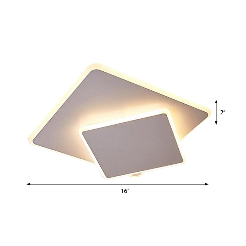 16"/19.5" Overlapping Creative Flush Mount Light Modern Acrylic Round/Square/Triangle Flush Mount Clearhalo 'Ceiling Lights' 'Close To Ceiling Lights' 'Close to ceiling' 'Flush mount' Lighting' 373588