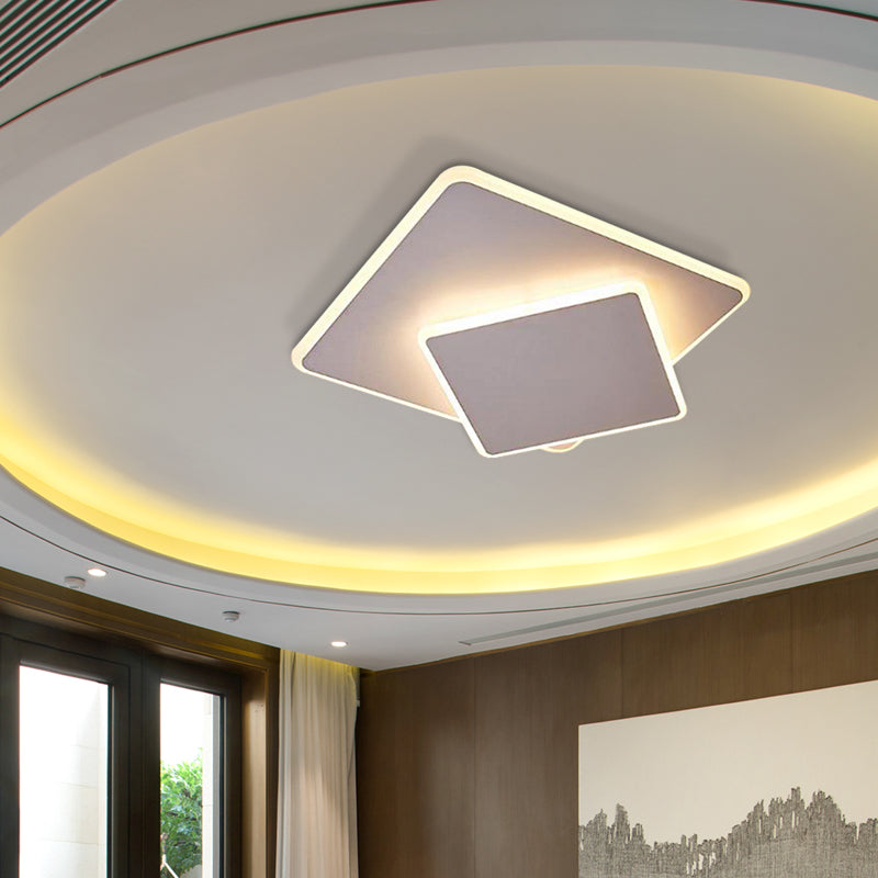 16"/19.5" Overlapping Creative Flush Mount Light Modern Acrylic Round/Square/Triangle Flush Mount Clearhalo 'Ceiling Lights' 'Close To Ceiling Lights' 'Close to ceiling' 'Flush mount' Lighting' 373589
