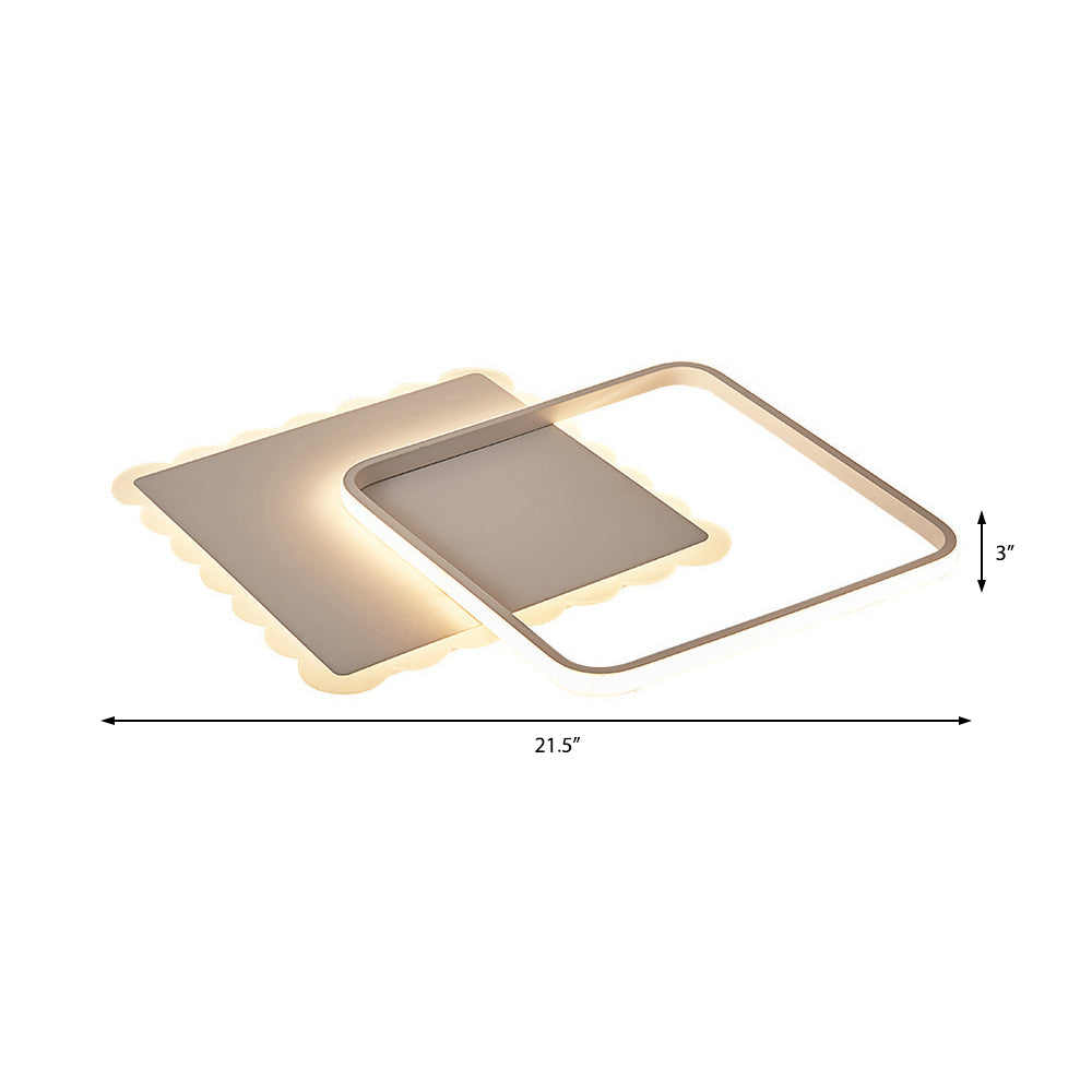 Round/Square LED Flush Mount Ceiling Light Modern Acrylic Overlapping Ceiling Lights in White Bronze Clearhalo 'Ceiling Lights' 'Close To Ceiling Lights' 'Close to ceiling' 'Flush mount' Lighting' 373859