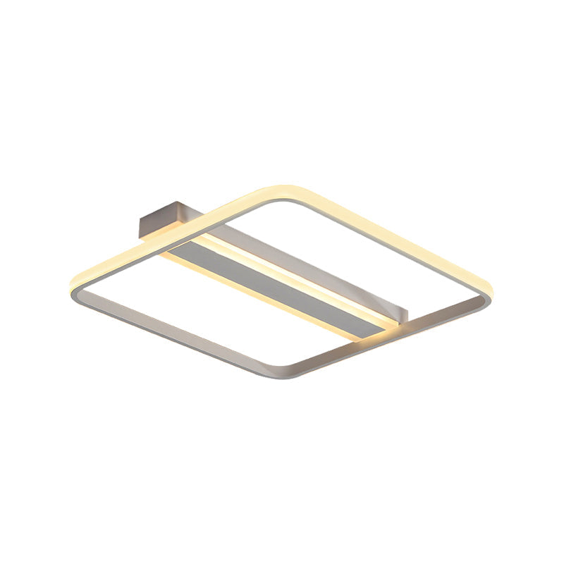 16"/19.5"/23.5" Wide Squared Flushmount Warm/White Light Minimalist Metal Led Flush Ceiling Light with Linear Canopy Clearhalo 'Ceiling Lights' 'Close To Ceiling Lights' 'Close to ceiling' 'Flush mount' Lighting' 376908
