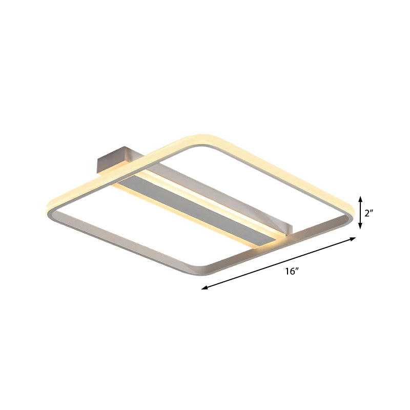 16"/19.5"/23.5" Wide Squared Flushmount Warm/White Light Minimalist Metal Led Flush Ceiling Light with Linear Canopy Clearhalo 'Ceiling Lights' 'Close To Ceiling Lights' 'Close to ceiling' 'Flush mount' Lighting' 376909