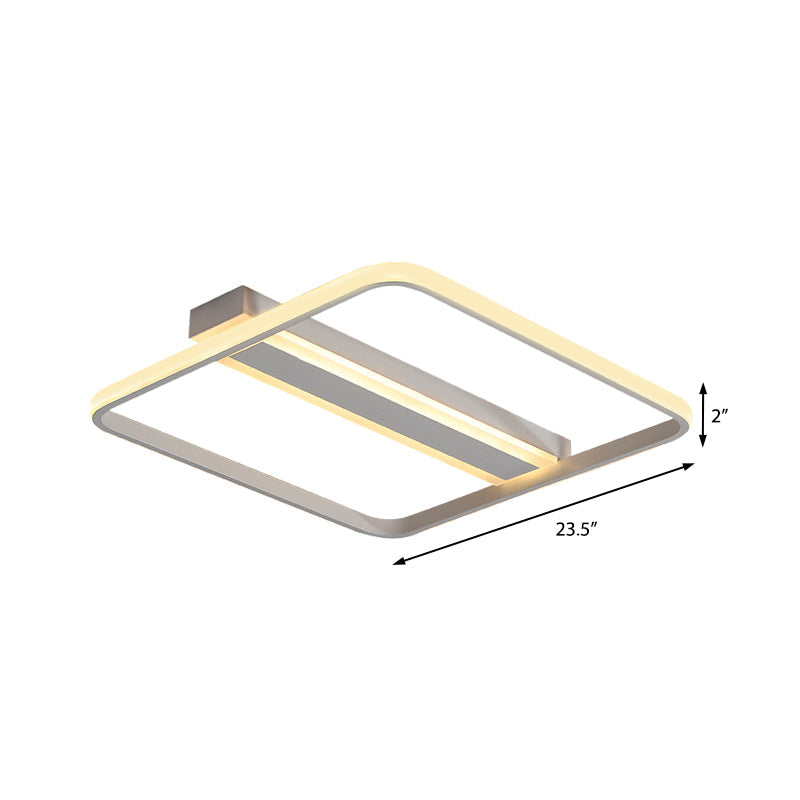16"/19.5"/23.5" Wide Squared Flushmount Warm/White Light Minimalist Metal Led Flush Ceiling Light with Linear Canopy Clearhalo 'Ceiling Lights' 'Close To Ceiling Lights' 'Close to ceiling' 'Flush mount' Lighting' 376916