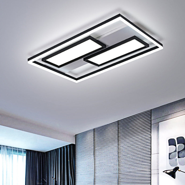 16"/19.5"/35.5"/43" Wide Super Thin Flush Light Nordic Style Metal Black Led Close to Ceiling Light in Warm/White Black White Clearhalo 'Ceiling Lights' 'Close To Ceiling Lights' 'Close to ceiling' 'Flush mount' Lighting' 376925