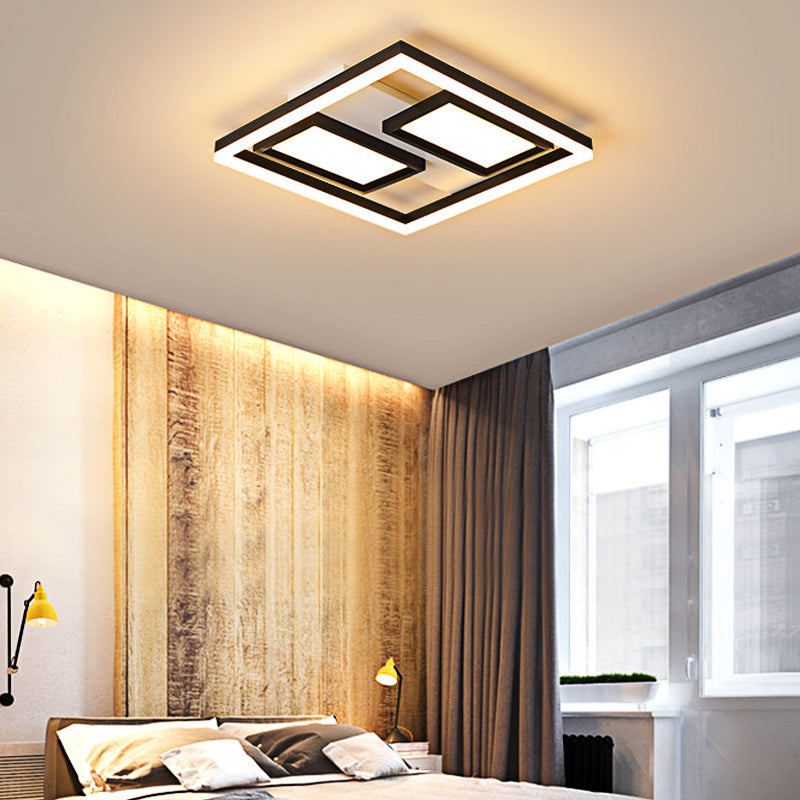 16"/19.5"/35.5"/43" Wide Super Thin Flush Light Nordic Style Metal Black Led Close to Ceiling Light in Warm/White Black Warm Clearhalo 'Ceiling Lights' 'Close To Ceiling Lights' 'Close to ceiling' 'Flush mount' Lighting' 376928