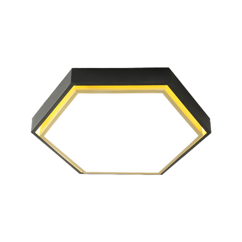 Nordic Hexagon Flushmount Metal Led Black/Green/Grey/White Close to Ceiling Light with Frosted Acrylic Shade, 16"/19.5" Wide Clearhalo 'Ceiling Lights' 'Close To Ceiling Lights' 'Close to ceiling' 'Flush mount' Lighting' 376962
