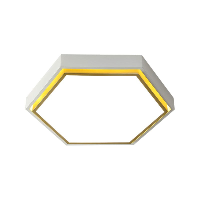 Nordic Hexagon Flushmount Metal Led Black/Green/Grey/White Close to Ceiling Light with Frosted Acrylic Shade, 16"/19.5" Wide Clearhalo 'Ceiling Lights' 'Close To Ceiling Lights' 'Close to ceiling' 'Flush mount' Lighting' 376969