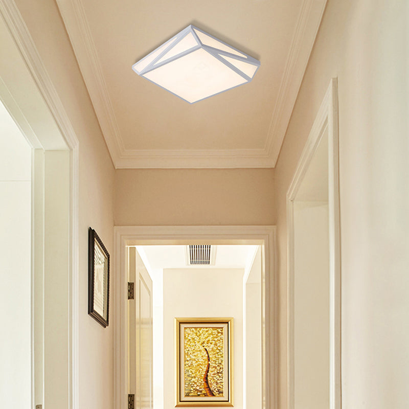 White Rectangle Ceiling Mount Light Modern Style Acrylic LED Ceiling Fixture for Office Restaurant White 18" Clearhalo 'Ceiling Lights' 'Close To Ceiling Lights' 'Close to ceiling' 'Flush mount' Lighting' 377017