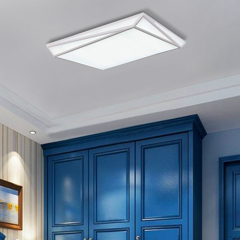 White Rectangle Ceiling Mount Light Modern Style Acrylic LED Ceiling Fixture for Office Restaurant White 36.5" Clearhalo 'Ceiling Lights' 'Close To Ceiling Lights' 'Close to ceiling' 'Flush mount' Lighting' 377024