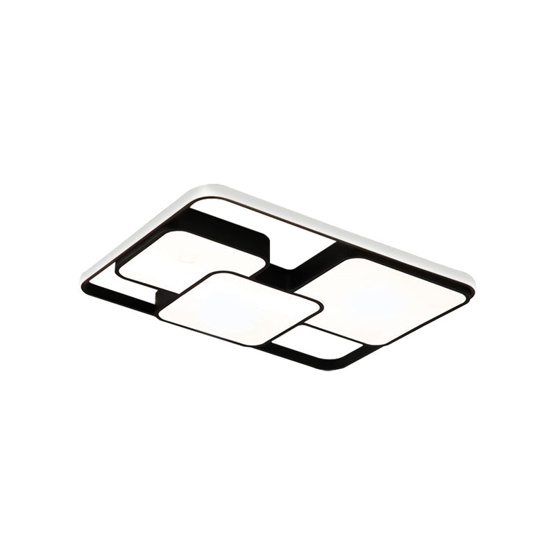 Black/White Rectangle Flush Ceiling Light Contemporary Acrylic LED Flushmount Light for Cafe Clearhalo 'Ceiling Lights' 'Close To Ceiling Lights' 'Close to ceiling' 'Flush mount' Lighting' 377031