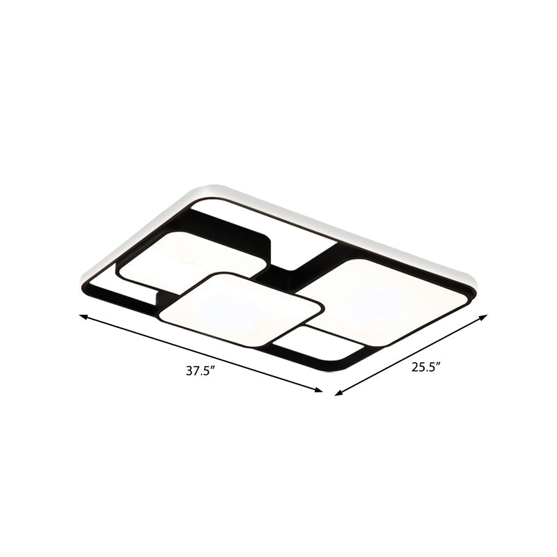 Black/White Rectangle Flush Ceiling Light Contemporary Acrylic LED Flushmount Light for Cafe Clearhalo 'Ceiling Lights' 'Close To Ceiling Lights' 'Close to ceiling' 'Flush mount' Lighting' 377032