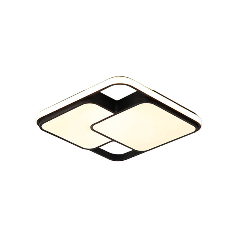 Black/White Rectangle Flush Ceiling Light Contemporary Acrylic LED Flushmount Light for Cafe Clearhalo 'Ceiling Lights' 'Close To Ceiling Lights' 'Close to ceiling' 'Flush mount' Lighting' 377040