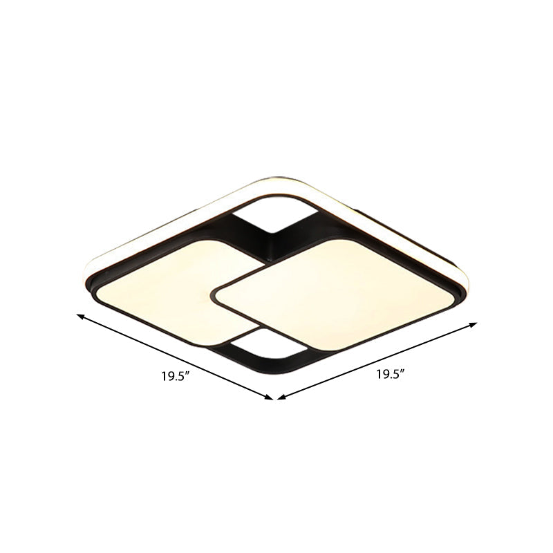 Black/White Rectangle Flush Ceiling Light Contemporary Acrylic LED Flushmount Light for Cafe Clearhalo 'Ceiling Lights' 'Close To Ceiling Lights' 'Close to ceiling' 'Flush mount' Lighting' 377041