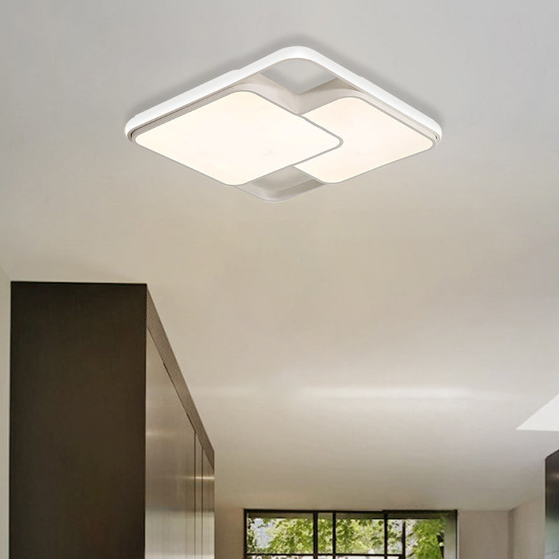 Black/White Rectangle Flush Ceiling Light Contemporary Acrylic LED Flushmount Light for Cafe White 19.5" Clearhalo 'Ceiling Lights' 'Close To Ceiling Lights' 'Close to ceiling' 'Flush mount' Lighting' 377042