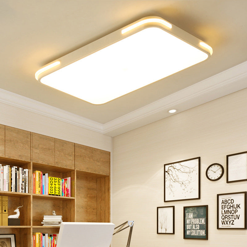 Slim Rectangle Hotel Ceiling Fixture Acrylic Modern Style LED Flush Mount Light in White White 35.5" Clearhalo 'Ceiling Lights' 'Close To Ceiling Lights' 'Close to ceiling' 'Flush mount' Lighting' 377058
