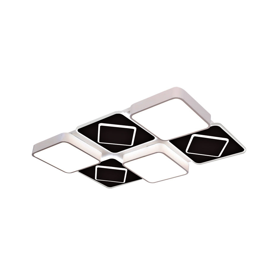 Acrylic Checkerboard LED Ceiling Lamp Nordic Style Flush Ceiling Light in Black and White for Bedroom Clearhalo 'Ceiling Lights' 'Close To Ceiling Lights' 'Close to ceiling' 'Flush mount' Lighting' 377089