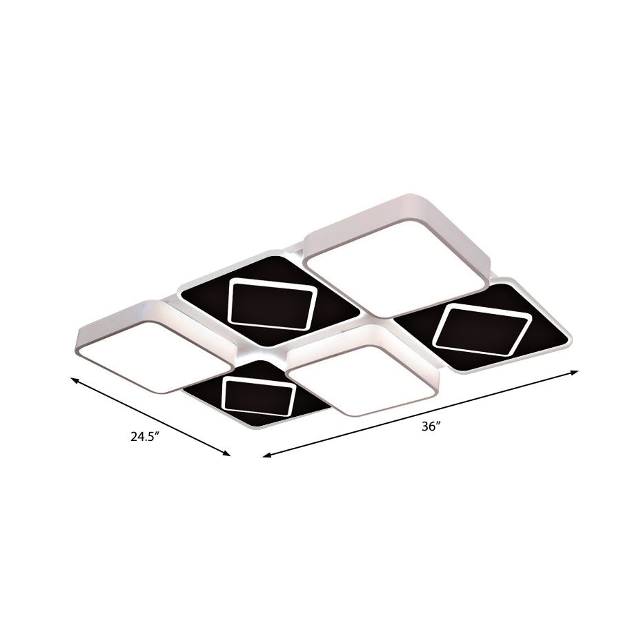 Acrylic Checkerboard LED Ceiling Lamp Nordic Style Flush Ceiling Light in Black and White for Bedroom Clearhalo 'Ceiling Lights' 'Close To Ceiling Lights' 'Close to ceiling' 'Flush mount' Lighting' 377090