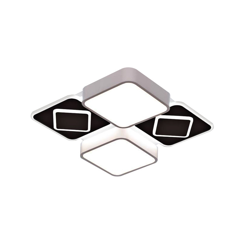 Acrylic Checkerboard LED Ceiling Lamp Nordic Style Flush Ceiling Light in Black and White for Bedroom Clearhalo 'Ceiling Lights' 'Close To Ceiling Lights' 'Close to ceiling' 'Flush mount' Lighting' 377093