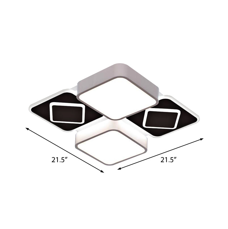Acrylic Checkerboard LED Ceiling Lamp Nordic Style Flush Ceiling Light in Black and White for Bedroom Clearhalo 'Ceiling Lights' 'Close To Ceiling Lights' 'Close to ceiling' 'Flush mount' Lighting' 377094
