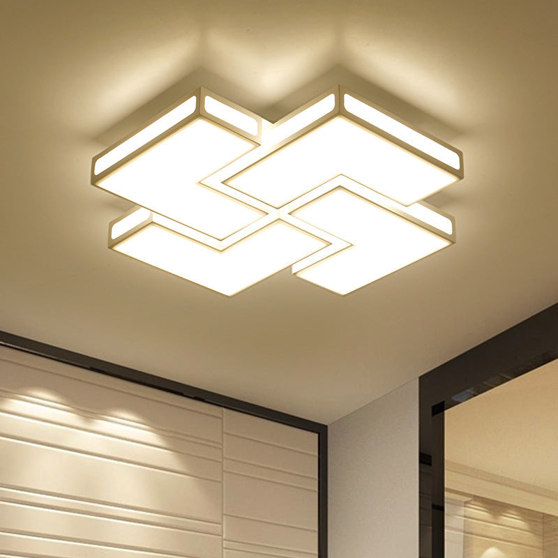 Adult Bedroom Square Flushmount Light Acrylic Contemporary White/Black and White LED Ceiling Lamp Clearhalo 'Ceiling Lights' 'Close To Ceiling Lights' 'Close to ceiling' 'Flush mount' Lighting' 377096