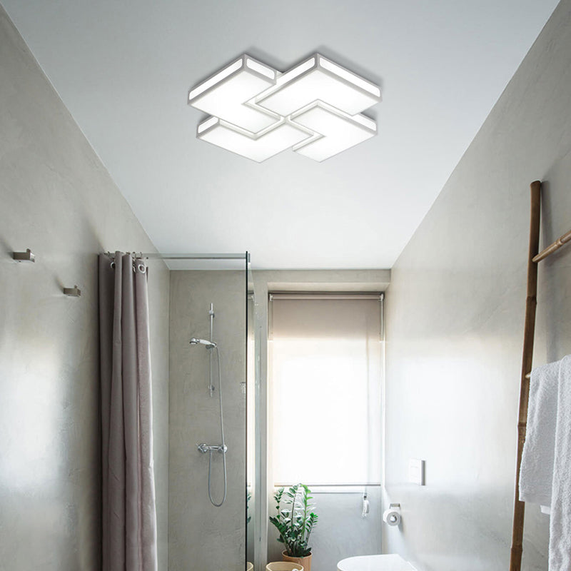 Adult Bedroom Square Flushmount Light Acrylic Contemporary White/Black and White LED Ceiling Lamp Clearhalo 'Ceiling Lights' 'Close To Ceiling Lights' 'Close to ceiling' 'Flush mount' Lighting' 377100