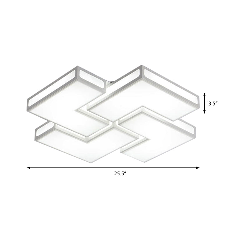 Adult Bedroom Square Flushmount Light Acrylic Contemporary White/Black and White LED Ceiling Lamp Clearhalo 'Ceiling Lights' 'Close To Ceiling Lights' 'Close to ceiling' 'Flush mount' Lighting' 377101