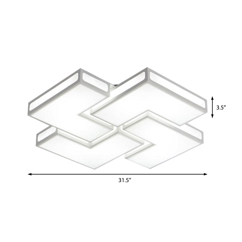 Adult Bedroom Square Flushmount Light Acrylic Contemporary White/Black and White LED Ceiling Lamp Clearhalo 'Ceiling Lights' 'Close To Ceiling Lights' 'Close to ceiling' 'Flush mount' Lighting' 377104