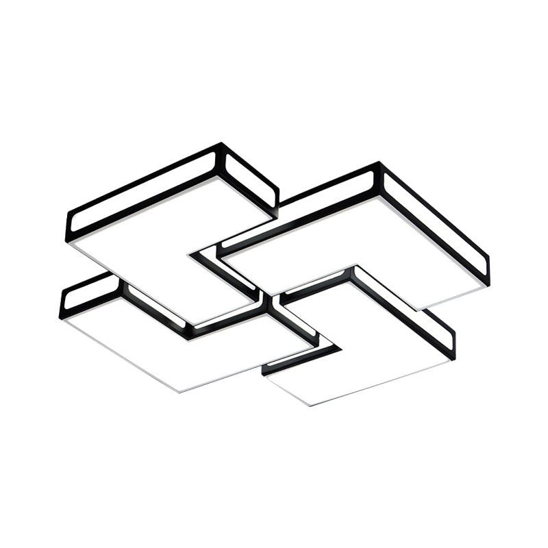 Adult Bedroom Square Flushmount Light Acrylic Contemporary White/Black and White LED Ceiling Lamp Clearhalo 'Ceiling Lights' 'Close To Ceiling Lights' 'Close to ceiling' 'Flush mount' Lighting' 377107