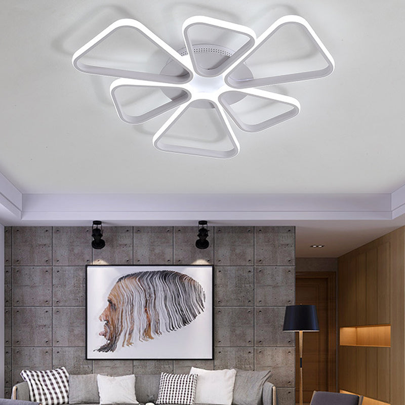 Simple Brown/White Ceiling Light Floral Shape Acrylic Warm/White Lighting LED Flush Mount Light for Child Room White 31.5" Clearhalo 'Ceiling Lights' 'Close To Ceiling Lights' 'Close to ceiling' 'Flush mount' Lighting' 377174