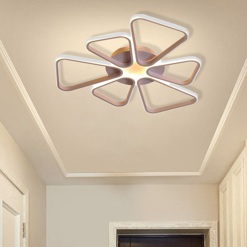 Simple Brown/White Ceiling Light Floral Shape Acrylic Warm/White Lighting LED Flush Mount Light for Child Room Coffee 31.5" Clearhalo 'Ceiling Lights' 'Close To Ceiling Lights' 'Close to ceiling' 'Flush mount' Lighting' 377185