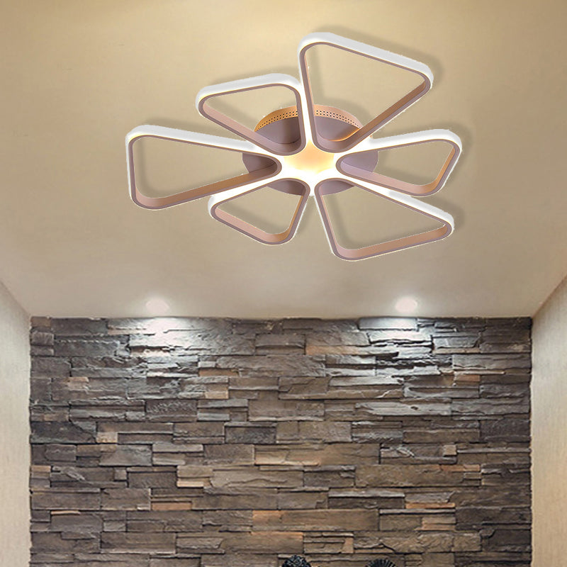 Simple Brown/White Ceiling Light Floral Shape Acrylic Warm/White Lighting LED Flush Mount Light for Child Room Coffee 39" Clearhalo 'Ceiling Lights' 'Close To Ceiling Lights' 'Close to ceiling' 'Flush mount' Lighting' 377188