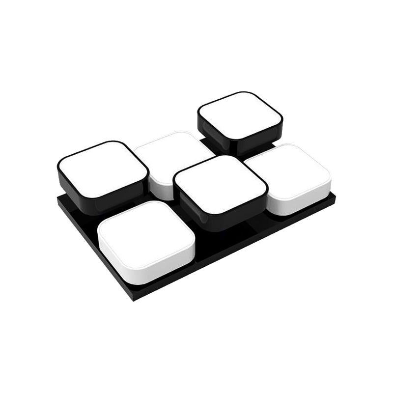 Square Kitchen Bedroom Ceiling Lamp Acrylic Metal 4/6/9/12/16/20 Heads Modern LED Ceiling Mount Light in Black Clearhalo 'Ceiling Lights' 'Close To Ceiling Lights' 'Close to ceiling' 'Flush mount' Lighting' 377255