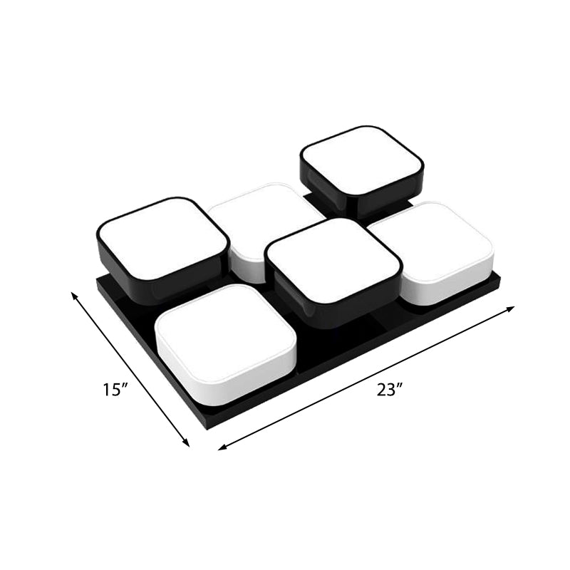 Square Kitchen Bedroom Ceiling Lamp Acrylic Metal 4/6/9/12/16/20 Heads Modern LED Ceiling Mount Light in Black Clearhalo 'Ceiling Lights' 'Close To Ceiling Lights' 'Close to ceiling' 'Flush mount' Lighting' 377256