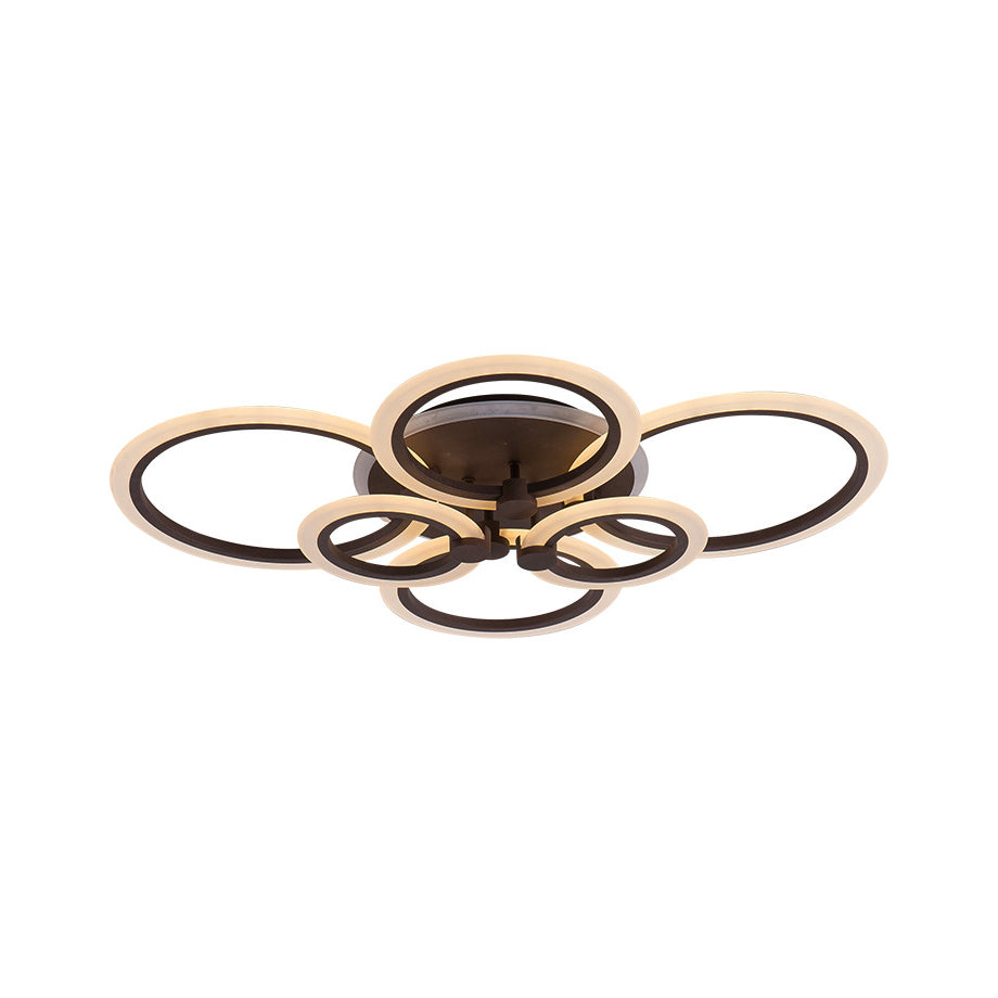 Contemporary Brown LED Ceiling Light Circular Petal Acrylic Neutral/Warm/White Flush Ceiling Light for Living Room Clearhalo 'Ceiling Lights' 'Close To Ceiling Lights' 'Close to ceiling' 'Semi-flushmount' Lighting' 377338