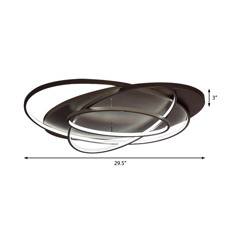 Oval Shape LED Flushmount Light Modern Stylish Acrylic Ceiling Lamp in Brown for Office Coffee Shop Clearhalo 'Ceiling Lights' 'Close To Ceiling Lights' 'Close to ceiling' 'Semi-flushmount' Lighting' 377414