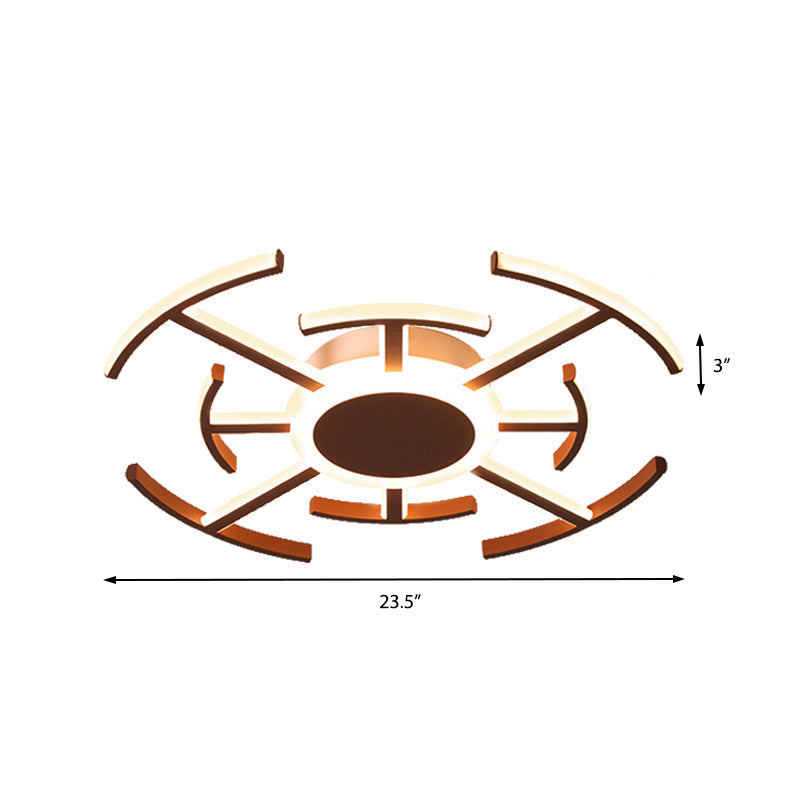 Metal Round Flushmount Light with Maze Design Contemporary 8/12/16-LED Flush Ceiling Lamp in Brown Clearhalo 'Ceiling Lights' 'Close To Ceiling Lights' 'Close to ceiling' 'Semi-flushmount' Lighting' 377462