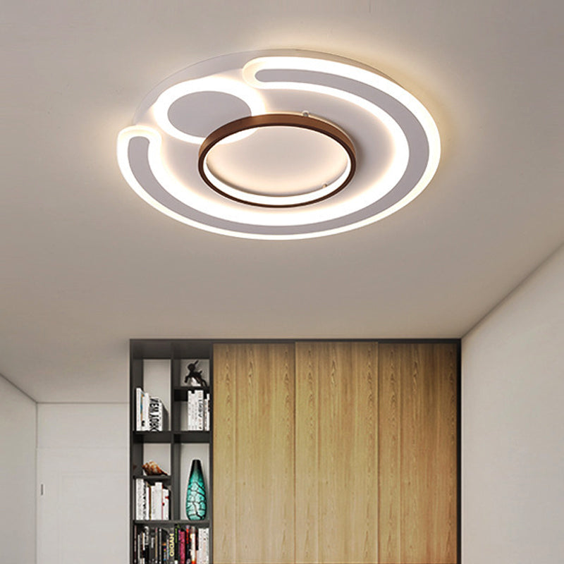 16.5"/20.5"/24.5" Wide Metal Round Ceiling Flush Mount Nordic Style White Flush Lamp in Warm/White White 24.5" Clearhalo 'Ceiling Lights' 'Close To Ceiling Lights' 'Close to ceiling' 'Semi-flushmount' Lighting' 377568
